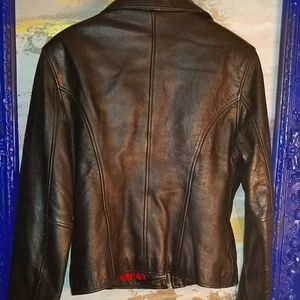 Vintage Biker Jacket.  Black genuine  leather coat Women's XL